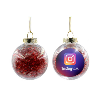 Instagram, Transparent Christmas tree ball ornament with red filling 8cm