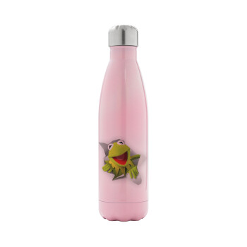 Kermit the frog, Metal mug thermos Pink Iridiscent (Stainless steel), double wall, 500ml