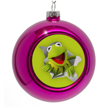 Kermit the frog, Purple Christmas tree ornament bauble 8cm