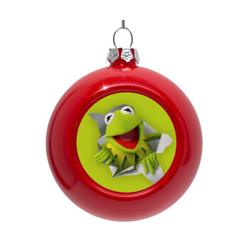 Kermit the frog, Red Christmas tree ornament bauble 8cm