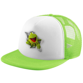 Kermit the frog, Καπέλο παιδικό Soft Trucker με Δίχτυ ΠΡΑΣΙΝΟ/ΛΕΥΚΟ (POLYESTER, ΠΑΙΔΙΚΟ, ONE SIZE)