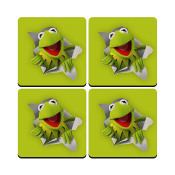 Kermit the frog, ΣΕΤ 4 Σουβέρ ξύλινα τετράγωνα (9cm)