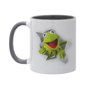 Kermit the frog, Κούπα χρωματιστή γκρι, κεραμική, 330ml