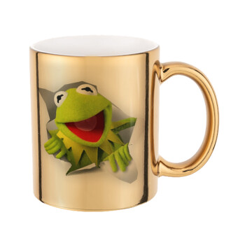 Kermit the frog, Mug ceramic, gold mirror, 330ml
