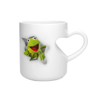 Kermit the frog, Κούπα καρδιά λευκή, κεραμική, 330ml