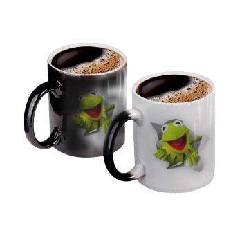 Kermit the frog, Color changing magic Mug, ceramic, 330ml when adding hot liquid inside, the black colour desappears (1 pcs)