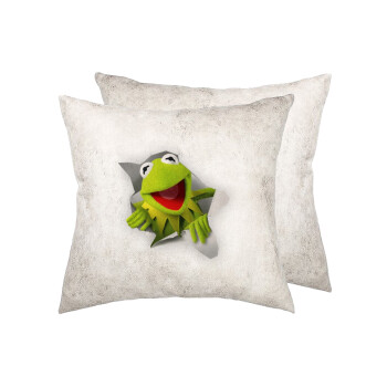Kermit the frog, Μαξιλάρι καναπέ Δερματίνη Γκρι 40x40cm με γέμισμα