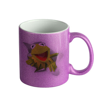 Kermit the frog, Κούπα Μωβ Glitter που γυαλίζει, κεραμική, 330ml