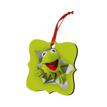 Kermit the frog, Χριστουγεννιάτικο στολίδι polygon ξύλινο 7.5cm