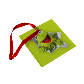 Kermit the frog, Χριστουγεννιάτικο στολίδι γυάλινο τετράγωνο 9x9cm