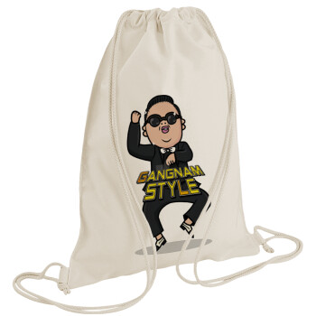 PSY - GANGNAM STYLE, Backpack bag GYMBAG natural (28x40cm)