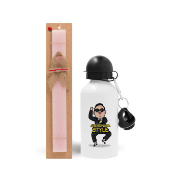 PSY - GANGNAM STYLE, Easter Set, metallic aluminum bottle (500ml) & aromatic flat Easter candle (30cm) (PINK)