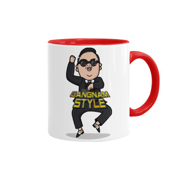 PSY - GANGNAM STYLE, Mug colored red, ceramic, 330ml