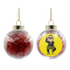 Transparent Christmas tree ball ornament with red filling 8cm