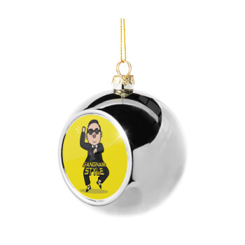 PSY - GANGNAM STYLE, Silver 8cm Christmas tree ball ornament