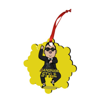 PSY - GANGNAM STYLE, Christmas ornament snowflake wooden 7.5cm