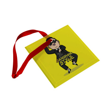 PSY - GANGNAM STYLE, Christmas ornament, glass square ornament 9x9cm