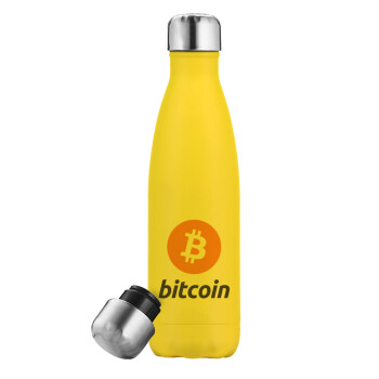 Bitcoin, Yellow Stainless Steel Metallic Thermos, double-walled, 500ml