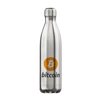 Bitcoin, Μεταλλικό παγούρι θερμός Inox (Stainless steel), διπλού τοιχώματος, 750ml