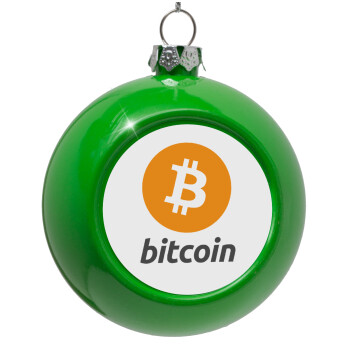 Bitcoin, Green Christmas tree ornament bauble 8cm