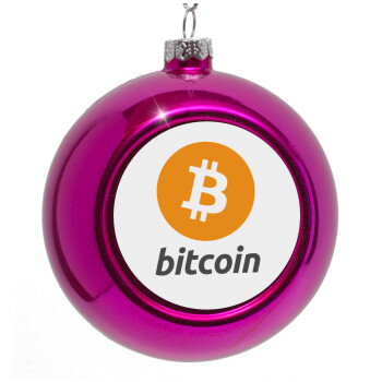 Bitcoin, Purple Christmas tree ornament bauble 8cm