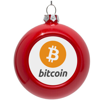 Bitcoin, Red Christmas tree ornament bauble 8cm