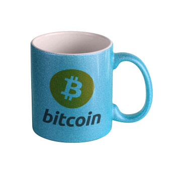 Bitcoin, Κούπα Σιέλ Glitter που γυαλίζει, κεραμική, 330ml