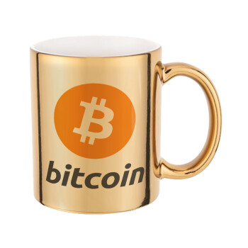 Bitcoin, Κούπα κεραμική, χρυσή καθρέπτης, 330ml