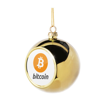 Bitcoin, Golden Christmas tree ball ornament 8cm