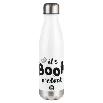 It's Book O'Clock, Metal mug thermos White (Stainless steel), double wall, 500ml