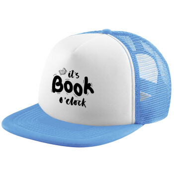 It's Book O'Clock, Child's Soft Trucker Hat with Blue/White Mesh (POLYESTER, CHILD, ONE SIZE)