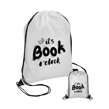 It's Book O'Clock, Τσάντα πουγκί με μαύρα κορδόνια (1 τεμάχιο)