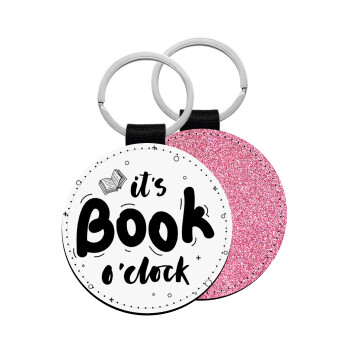 It's Book O'Clock, Μπρελόκ Δερματίνη, στρογγυλό ΡΟΖ (5cm)