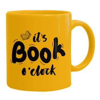 It's Book O'Clock, Ceramic coffee mug yellow, 330ml (1pcs)