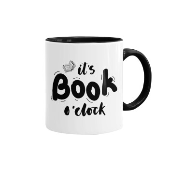 It's Book O'Clock, Mug colored black, ceramic, 330ml