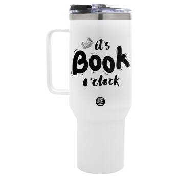 It's Book O'Clock, Mega Stainless steel Tumbler with lid, double wall 1,2L