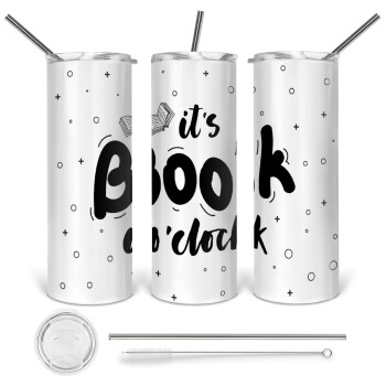 It's Book O'Clock, 360 Eco friendly ποτήρι θερμό (tumbler) από ανοξείδωτο ατσάλι 600ml, με μεταλλικό καλαμάκι & βούρτσα καθαρισμού
