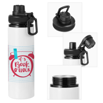 It's Book O'Clock lines, Metal water bottle with safety cap, aluminum 850ml