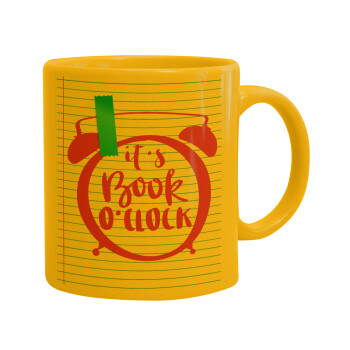 It's Book O'Clock lines, Ceramic coffee mug yellow, 330ml (1pcs)