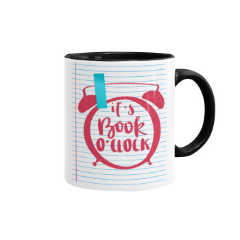 It's Book O'Clock lines, Mug colored black, ceramic, 330ml