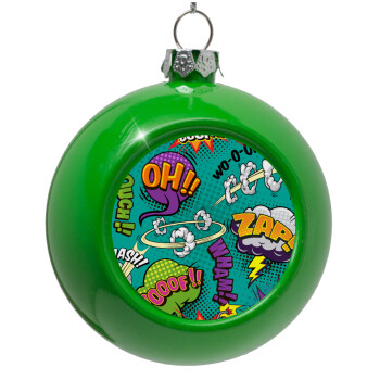 Comic oh, Green Christmas tree ornament bauble 8cm