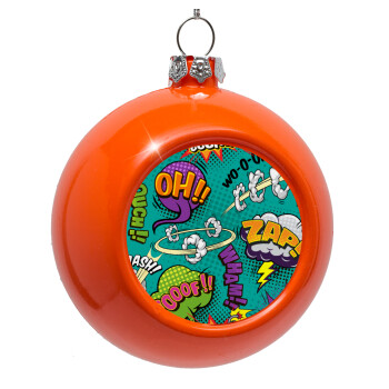 Comic oh, Orange Christmas tree ornament bauble 8cm