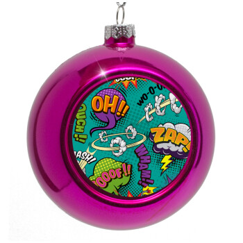 Comic oh, Purple Christmas tree ornament bauble 8cm