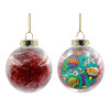 Transparent Christmas tree ball ornament with red filling 8cm