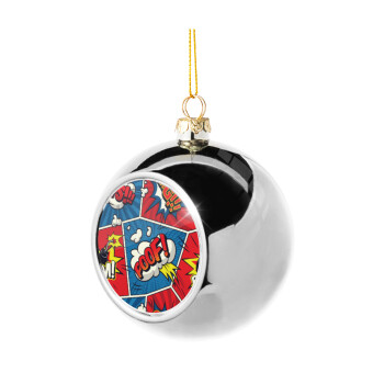 Comic boom!, Silver 8cm Christmas tree ball ornament