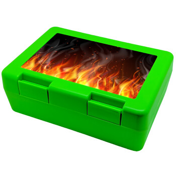 Fire&Flames, Παιδικό δοχείο κολατσιού ΠΡΑΣΙΝΟ 185x128x65mm (BPA free πλαστικό)