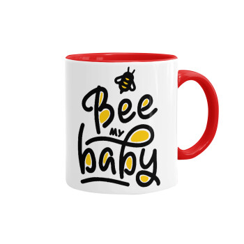 Bee my BABY!!!, Κούπα χρωματιστή κόκκινη, κεραμική, 330ml