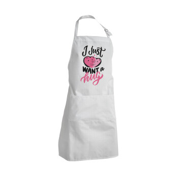 I Just want a hug!, Adult Chef Apron (with sliders and 2 pockets)