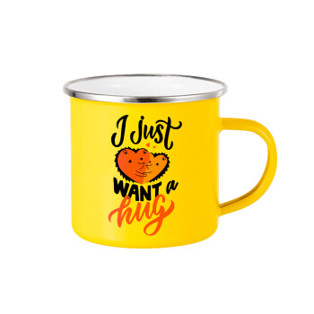 I Just want a hug!, Yellow Enamel Metallic Cup 360ml