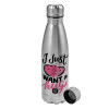 Metallic water bottle, stainless steel, 750ml